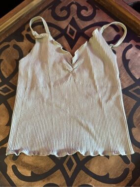Urban Outfitters Sage Ribbed V-Neck Cami with Adjustable Straps
